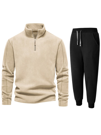 Men's fleece top with short zipper and comfortable jogger pants Chic and Style