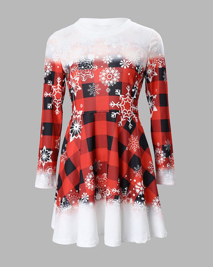Robe mini d'hiver pour femmes avec décoration festive de flocons de neige Chic und Stil