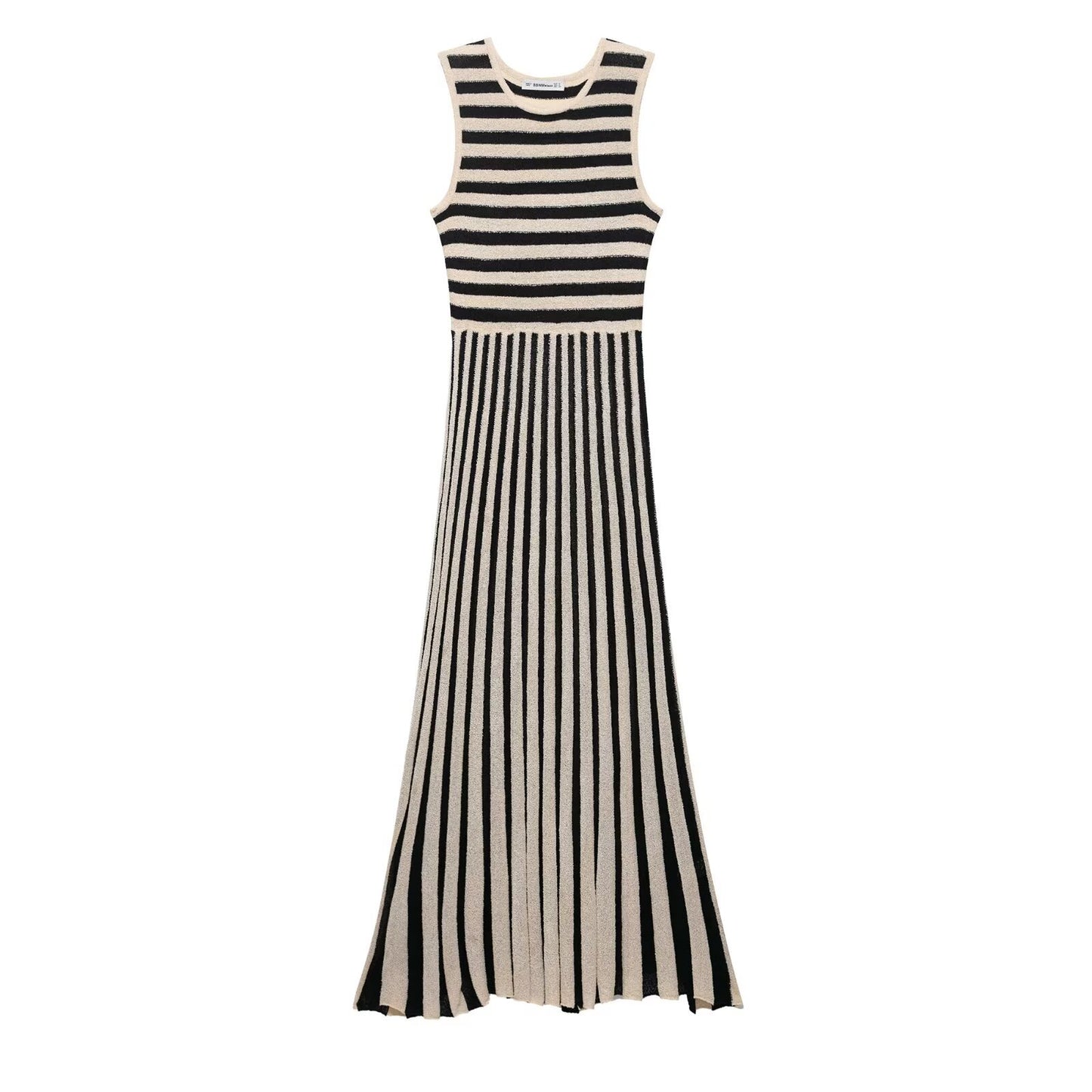 Robe maxi pour femmes avec motif à rayures asymétriques et élégante bordure à volants Chic und Stil