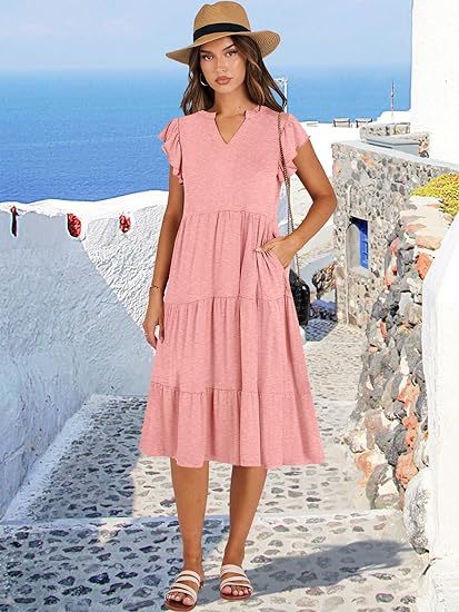 Robe de loisir pour femmes avec des détails en volants et des poches Chic und Stil