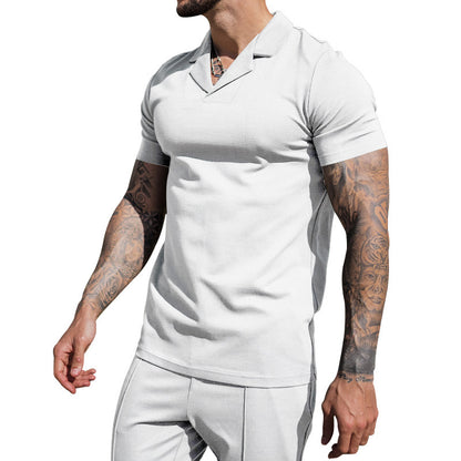 Chemise à manches courtes pour hommes avec col Henley classique et texture de surface structurée Chic und Stil