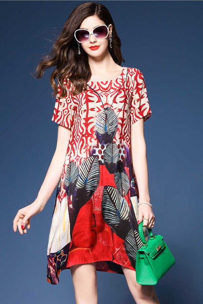 Robe en A ligne imprimé artistique Chic und Stil pour femmes