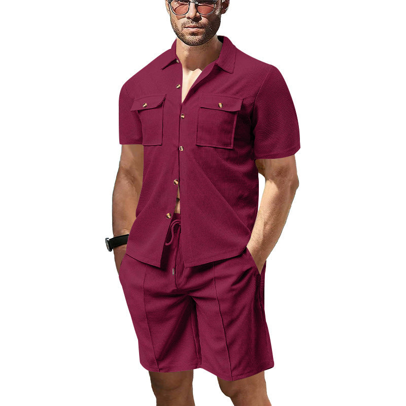 Homme décontracté set chemise à manches courtes et shorts avec poches pratiques Chic und Stil