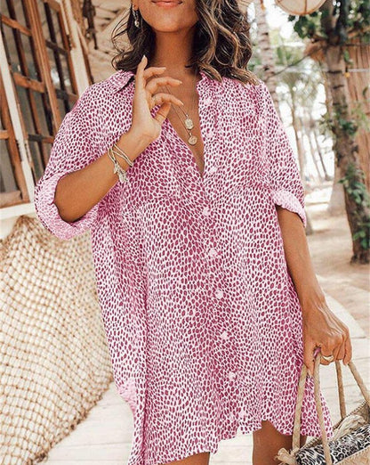 Robe chemise pour femmes avec motif animal et coupe décontractée Chic und Stil