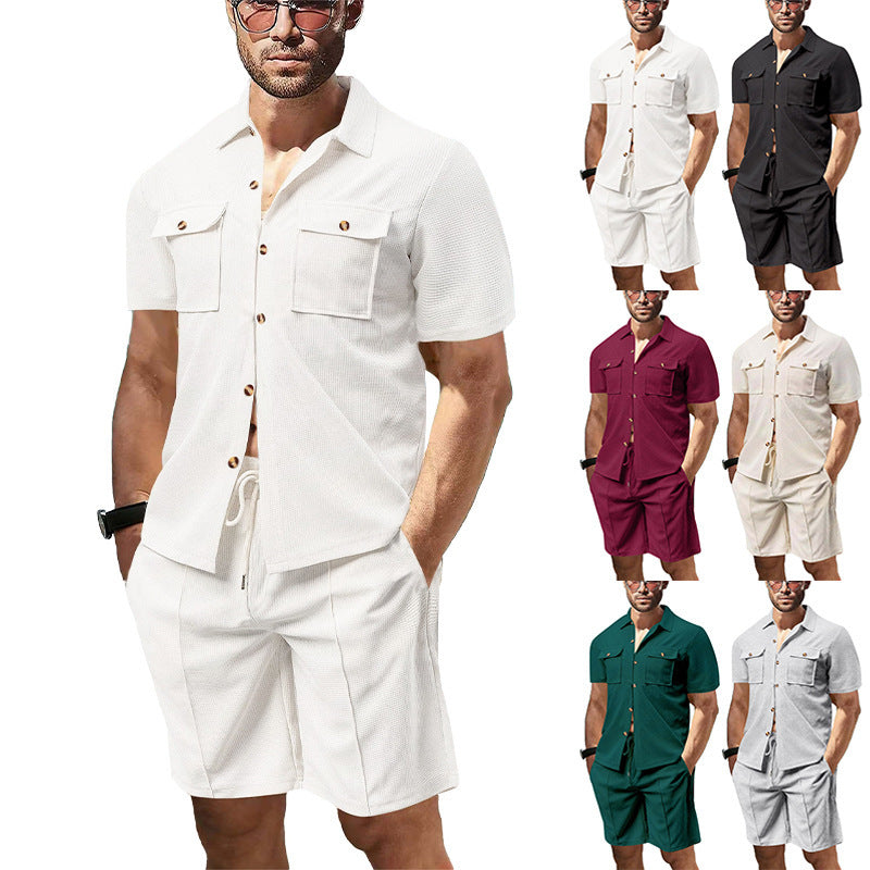 Homme décontracté set chemise à manches courtes et shorts avec poches pratiques Chic und Stil