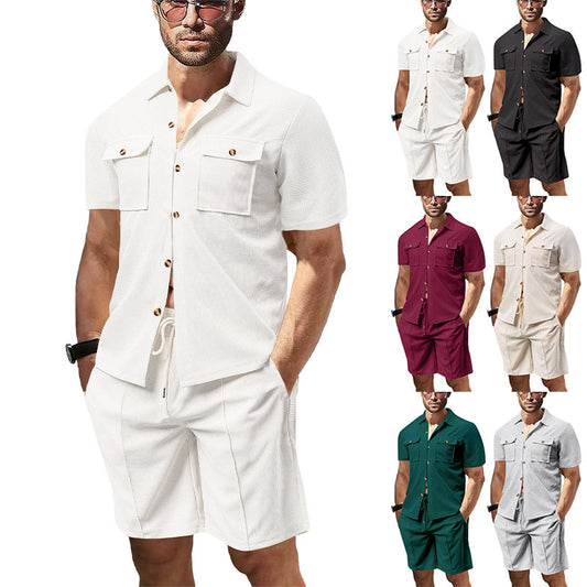Homme décontracté set chemise à manches courtes et shorts avec poches pratiques Chic und Stil