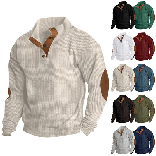 Pull en structure à vagues pour homme avec accents en cuir Chic und Stil