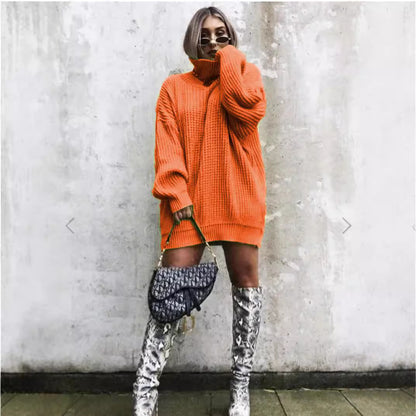 Pull en grosse maille pour femmes avec col haut et coupe décontractée Chic und Still