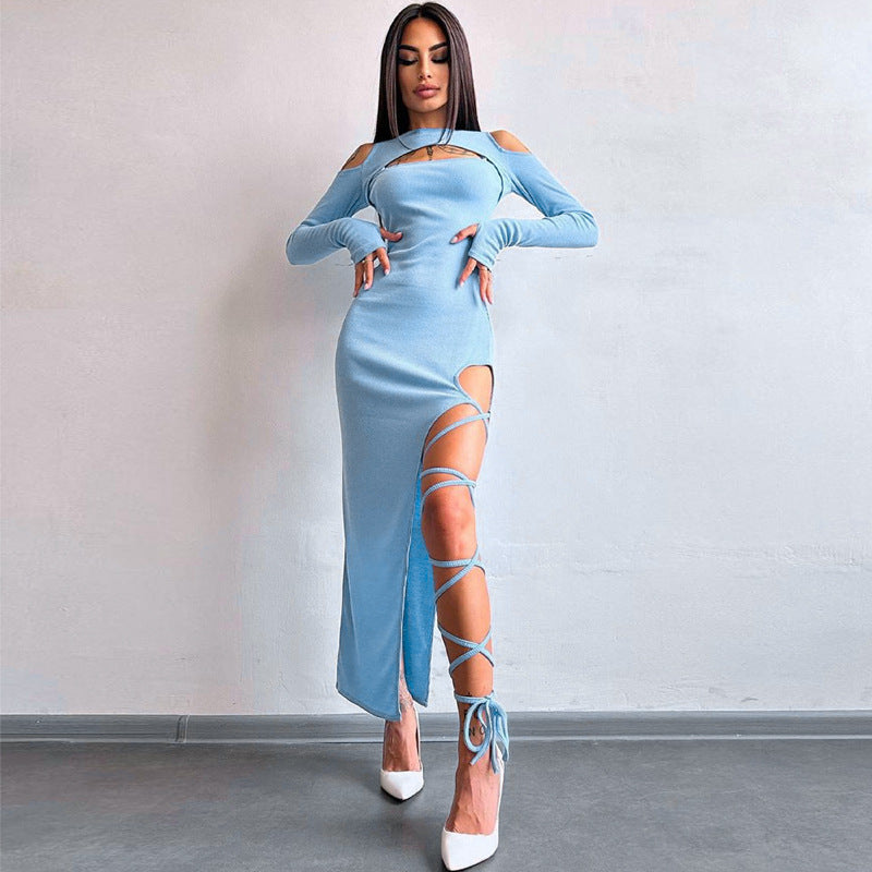 Femmes Robe maxi élégante sans épaules avec des bretelles raffinées Chic und Stil