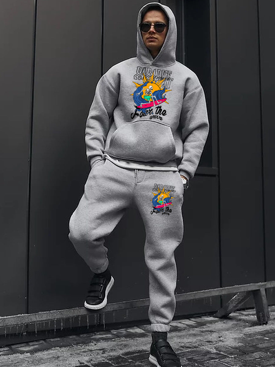 Women's hoodie and jogger pants set with unique surf pattern Chic and Style