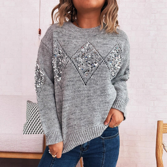 Pull en tricot pour femmes avec des applications scintillantes Chic und Stil
