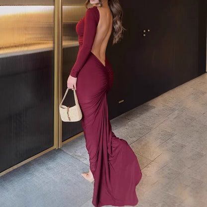 Dames Robe maxi élégante et séduisante avec décolleté dans le dos profond Chic und Stil