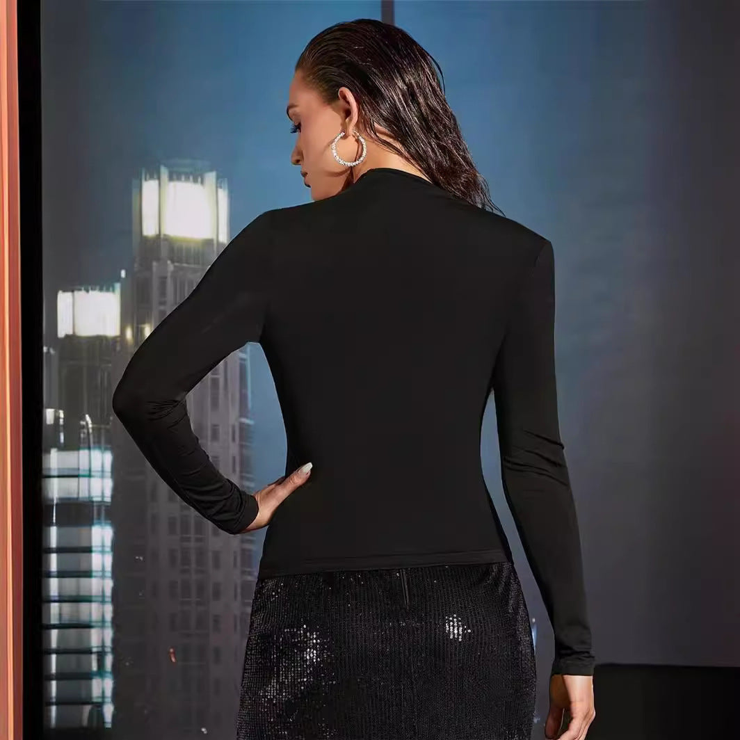 Body à manches longues pour femmes avec un design enveloppant unique Chic und Stil