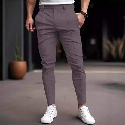 Pantalon chino slim-fit à la mode pour hommes avec taille élastique et poches polyvalentes Chic und Stil