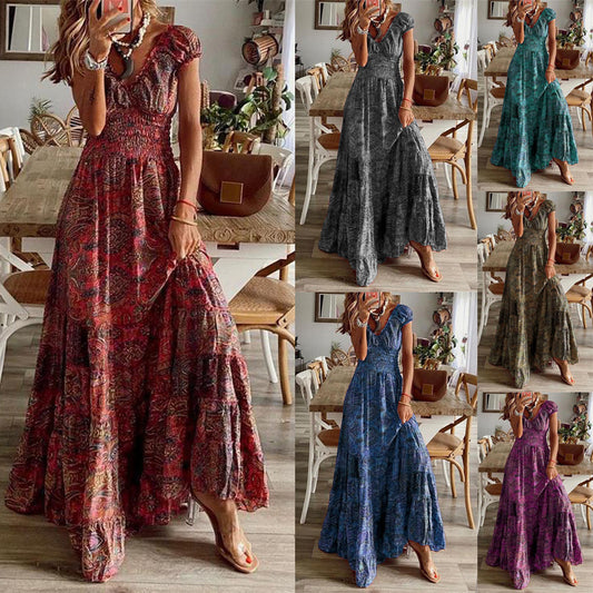 Femmes Robe Maxi Dos Rétro Chic und Stil