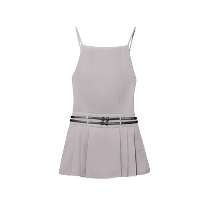 Dame Top avec design plissé élégant et ceinture à la mode Chic und Stil