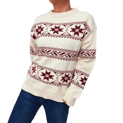 Pullover d'hiver pour femmes avec un motif de neige festif et un tricot doux Chic und Stil