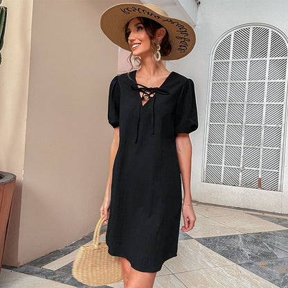 Robe mini casual à lacets pour femmes Chic und Stil