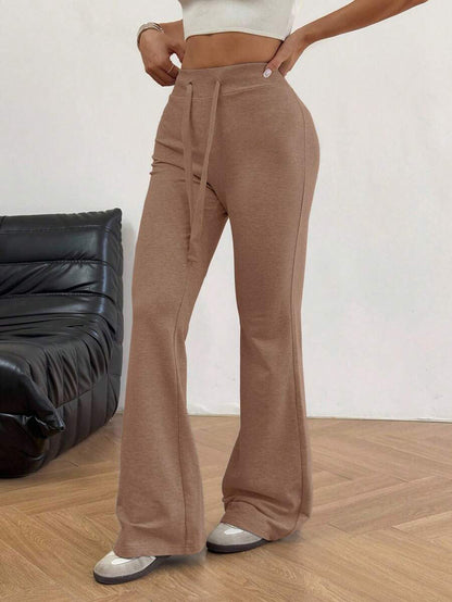 Soft flared lounge pants for women with high waist and tie belt Chic and Style