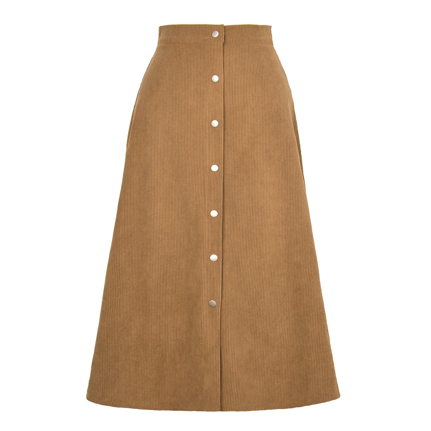 Long corduroy skirt for women with button placket Chic and Style