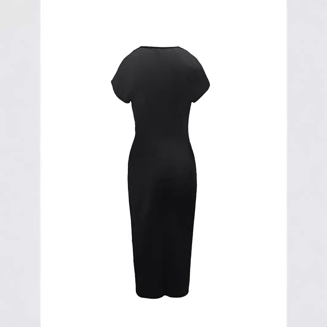 Dames Élégant Robe Midi avec Fente Latérale et Pliages Raffinés Chic und Stil
