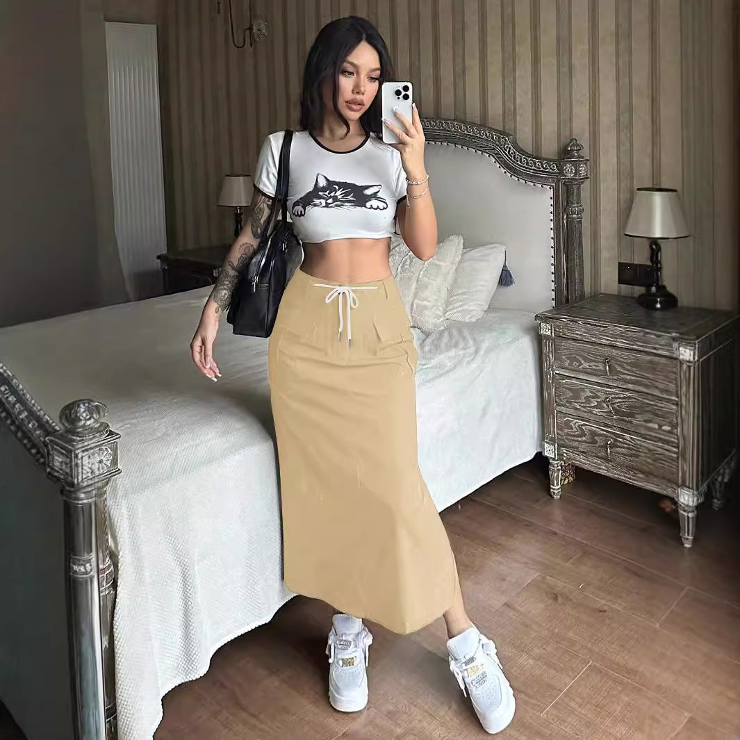Jupe maxi cargo pour femmes avec poches pratiques et taille élastique Chic und Stil