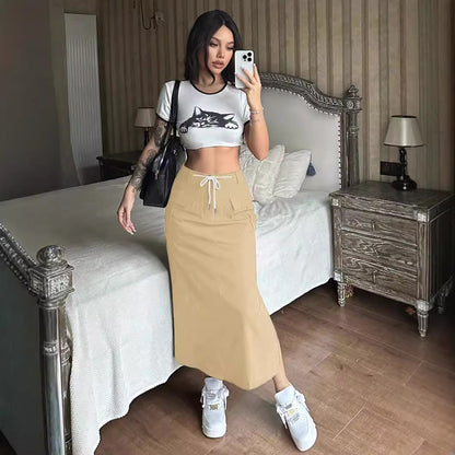 Jupe maxi cargo pour femmes avec poches pratiques et taille élastique Chic und Stil