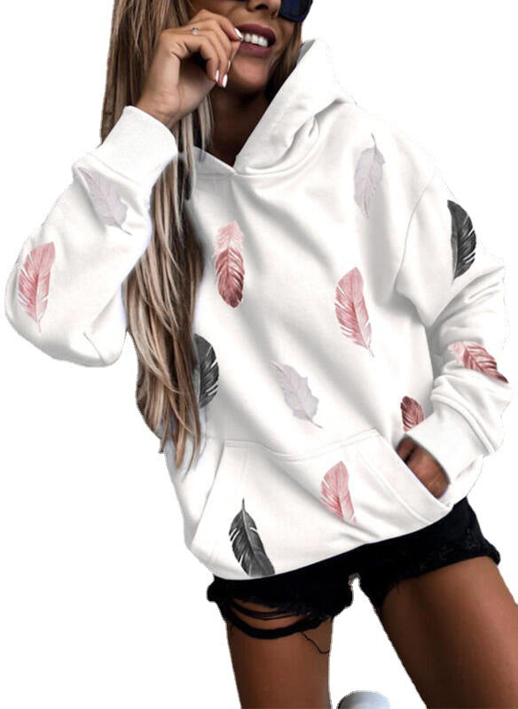 Pull à capuche pour femmes avec un élégant design de plumes Chic und Stil
