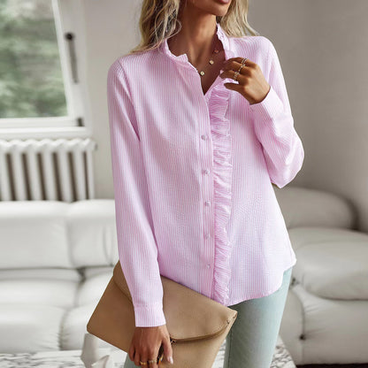 Blouse élégante pour femmes avec détails à volants et surface texturée Chic und Stil