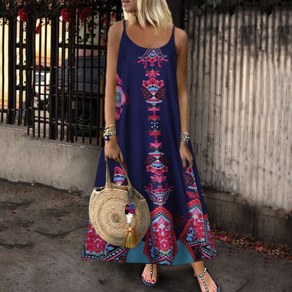 Robe maxi à imprimé ethnique Chic und Stil pour femmes