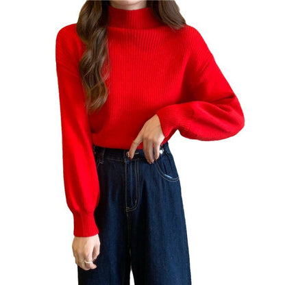 Pull femme tendance avec col montant et structure côtelée Chic und Stil
