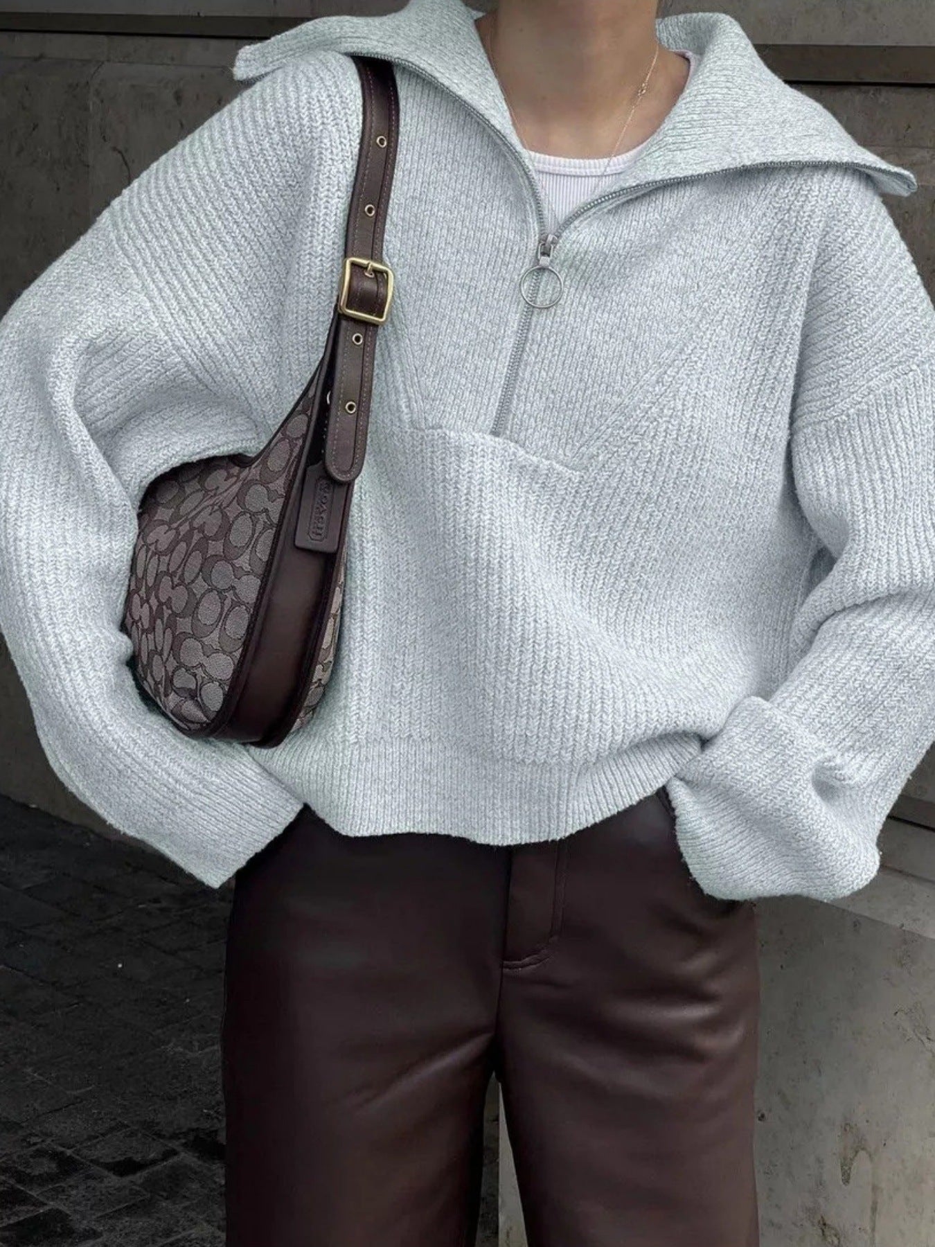Pull en tricot pour femmes avec zipper et coupe décontractée Chic und Stil
