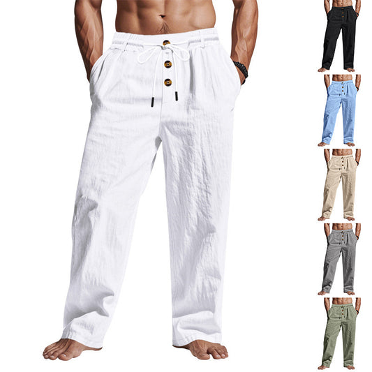 Pantalons décontractés pour hommes avec taille élastique et détail de bouton Chic und Stil