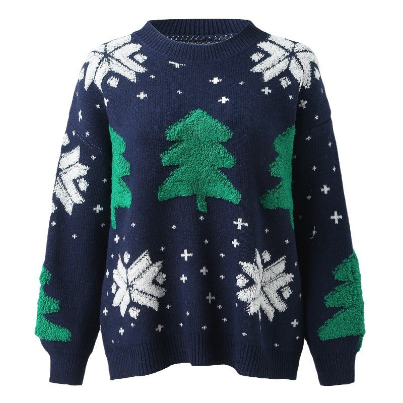 Pull Noël pour dames avec design d'arbre saisonnier et coupe décontractée Chic und Stil