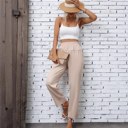 Pantalon de loisirs élégant pour femmes avec taille élastique et poches latérales pratiques Chic und Stil