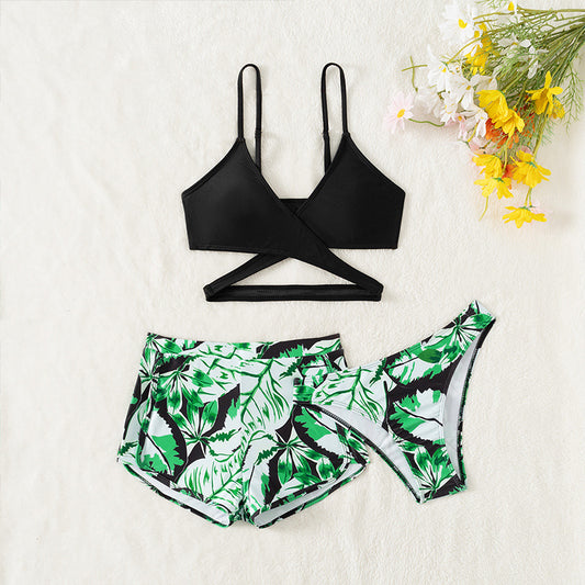 Dames Imprimé Tropical Taille Haute Maillot de Bain Set Chic und Stil