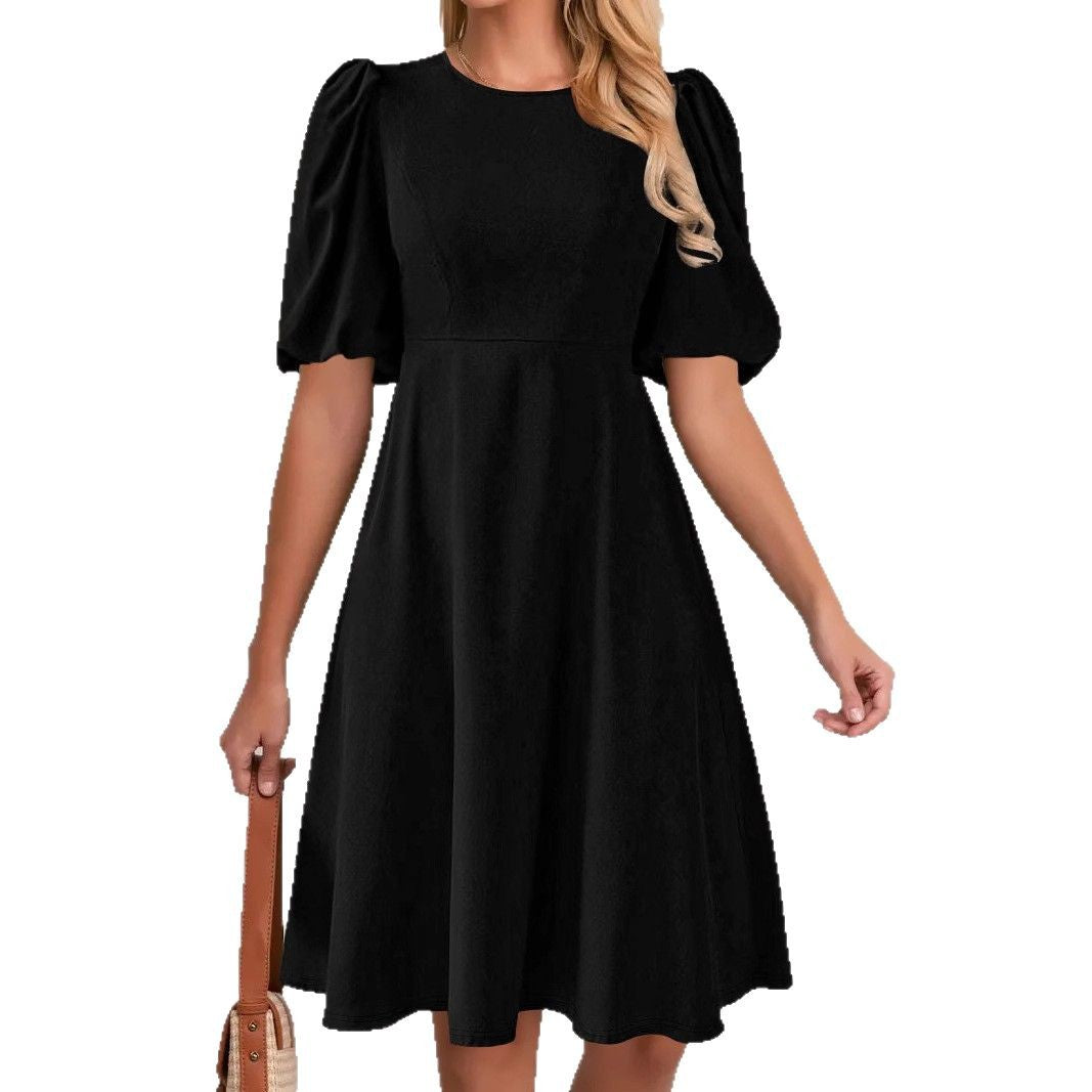 Dames Élégant Robe À-Ligne Manches Bouffantes Chic und Stil