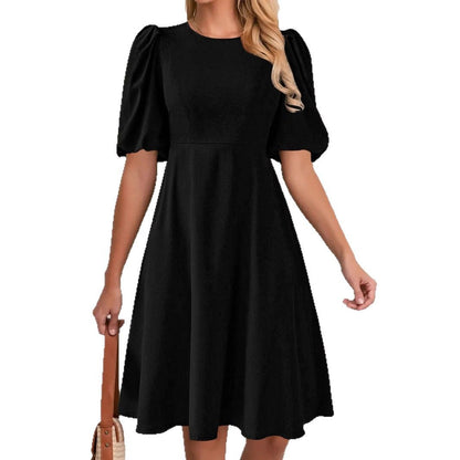Dames Élégant Robe À-Ligne Manches Bouffantes Chic und Stil