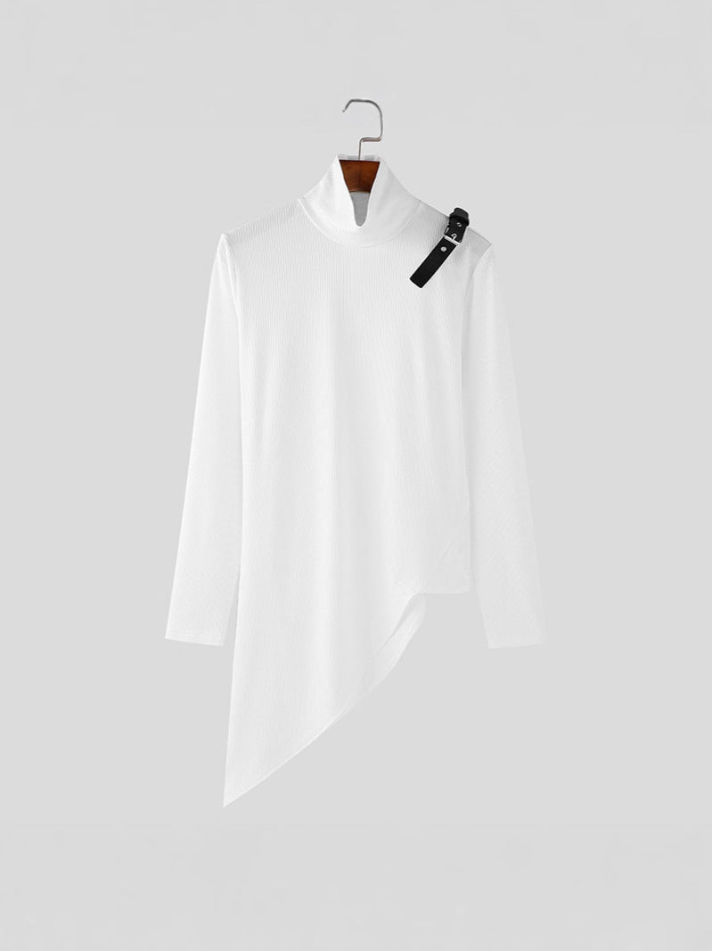 Dames asymétrique Longsleeve avec col montant et moderne bande Chic und Stil