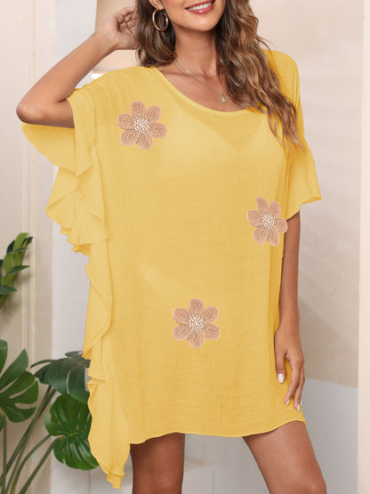 Dames Floral Brodé Plage Couverture Tunique Chic und Stil