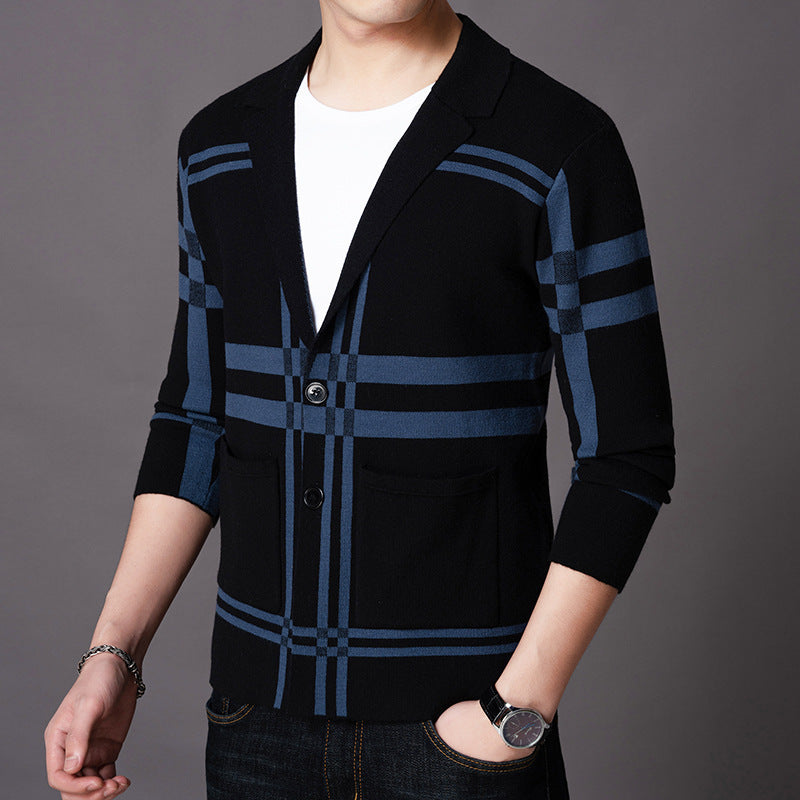 Blazer en tricot élégant pour hommes avec un motif à carreaux moderne Chic und Stil