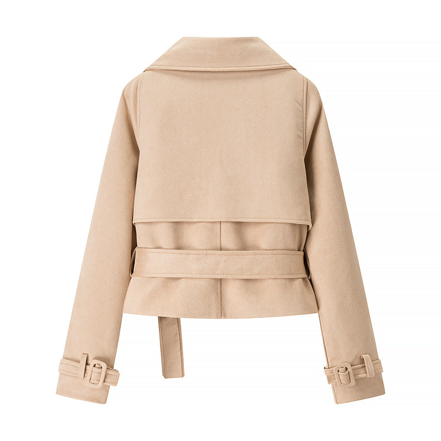 Dames élégante veste en similicuir avec ceinture Chic und Stil