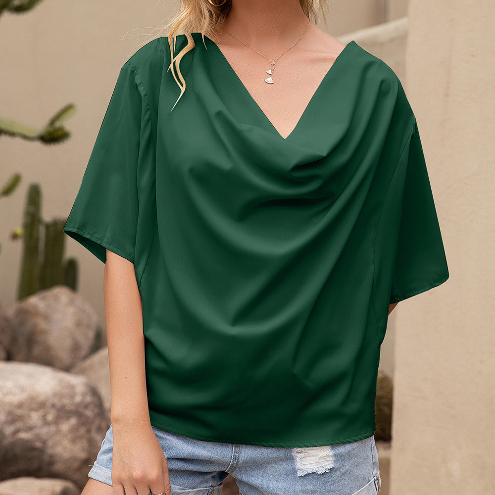 Blouse Décorative à Col en V pour Femmes avec Ourlet Asymétrique Chic und Stil