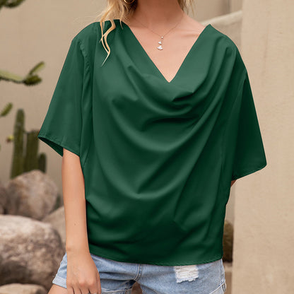Blouse Décorative à Col en V pour Femmes avec Ourlet Asymétrique Chic und Stil