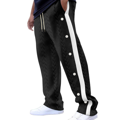 Sporty jogger pants for men with snap button and side stripes Chic und Stil