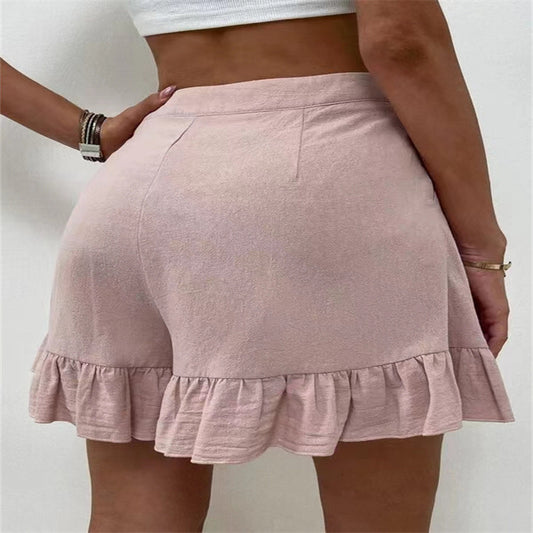Shorts à volants pour femmes avec taille élastique et poches latérales Chic und Stil