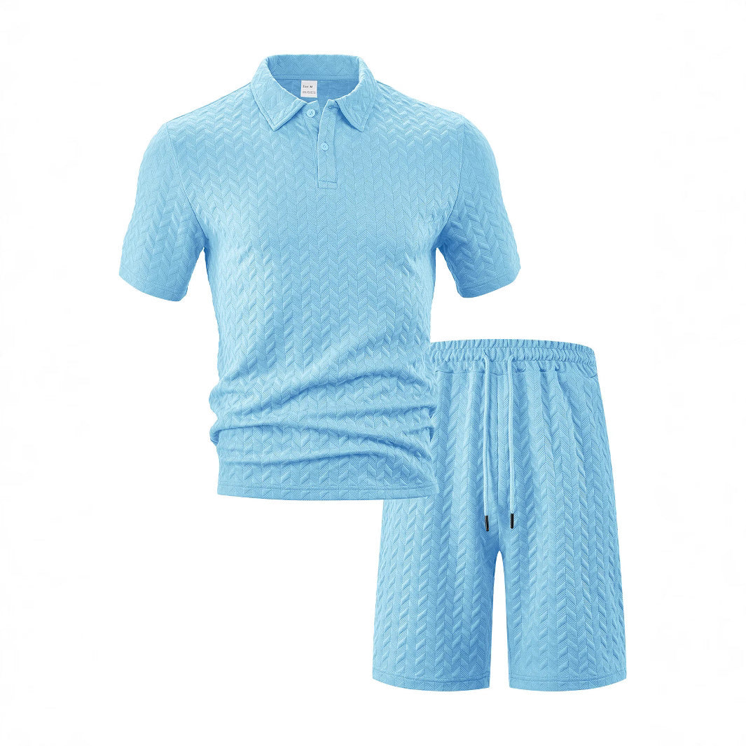 Ensemble polo et shorts sportifs pour hommes avec motif structuré Chic und Stil