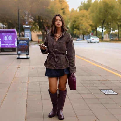 Women’s fashion utility jacket with belt Chic and Style