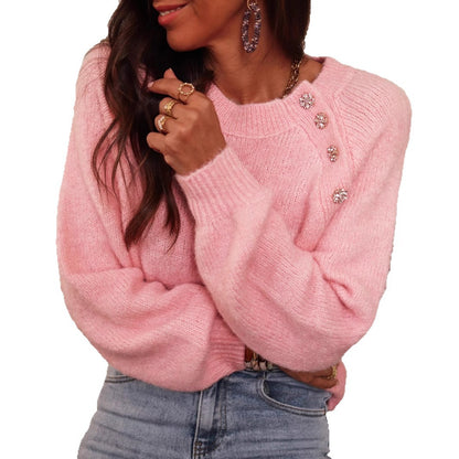 Dames élégant pull ample avec détails en strass Chic und Stil