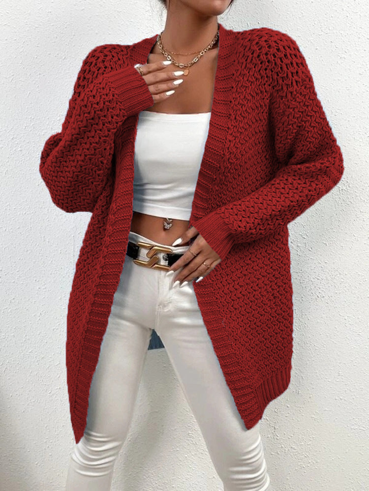 Dames gros tricot cardigan avec mailles ouvertes Chic und Stil